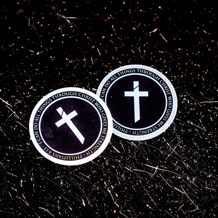 Phillipians 4:13 Iron Cross Circle Sticker - Iron Apparel